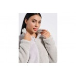Body Talk Teddy Γυναικεία Ζακέτα Sherpa Γκρι Ανοιχτό