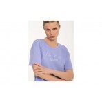 Body Talk Γυναικείο Κοντομάνικο Cropped T-Shirt Λιλά