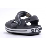 Crocs Crocband Βρεφικά-Παιδικά Σανδάλια Ανθρακί, Λευκά