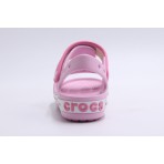 Crocs Crocband Βρεφικά-Παιδικά Σανδάλια Ροζ, Λευκά