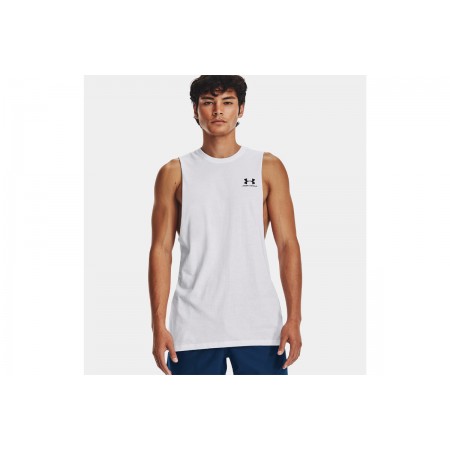 Under Armour Left Chest Cut-Off Ανδρική Αμάνικη Μπλούζα Λευκή