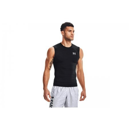 Under Armour Heatgear Ανδρική Αμάνικη Μπλούζα Μαύρη