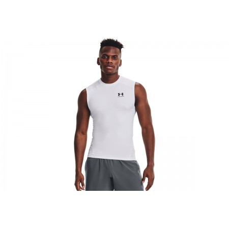Under Armour Heatgear Ανδρική Αμάνικη Μπλούζα Λευκή