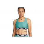 Under Armour Heatgear Mid Branded Γυναικείο Μπουστάκι Άκουα
