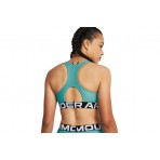 Under Armour Heatgear Mid Branded Γυναικείο Μπουστάκι Άκουα