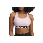 Under Armour Heatgear Mid Branded Γυναικείο Μπουστάκι Ροζ