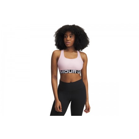 Under Armour Heatgear Mid Branded Γυναικείο Μπουστάκι Ροζ
