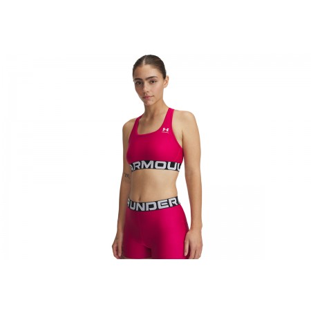 Under Armour Heatgear Mid Branded Γυναικείο Μπουστάκι Φούξια