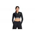 Under Armour Heatgear Rib Γυναικείο Μακρυμάνικο Crop Top Μαύρο