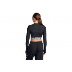 Under Armour Heatgear Rib Γυναικείο Μακρυμάνικο Crop Top Μαύρο