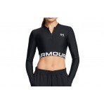 Under Armour Heatgear Rib Γυναικείο Μακρυμάνικο Crop Top Μαύρο