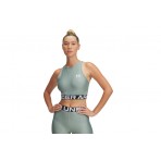Under Armour Heatgear Rib Γυναικεία Αμάνικη Crop Top Μπλούζα Φυστικί