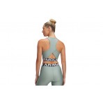 Under Armour Heatgear Rib Γυναικεία Αμάνικη Crop Top Μπλούζα Φυστικί