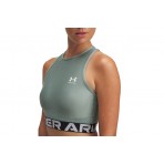Under Armour Heatgear Rib Γυναικεία Αμάνικη Crop Top Μπλούζα Φυστικί