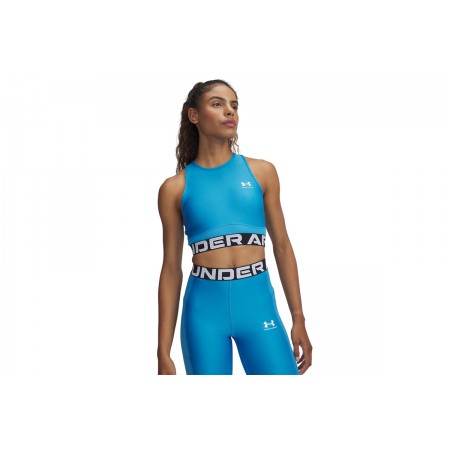 Under Armour Heatgear Rib Γυναικεία Αμάνικη Crop Top Μπλούζα Ραφ