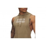 Under Armour Project Rock Wire Αμάνικο T-Shirt με Κουκούλα Μπεζ, Λευκό