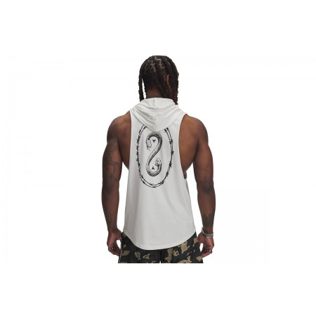 Under Armour Project Rock Snake Ανδρικό Αμάνικο T-Shirt με Κουκούλα Λευκό