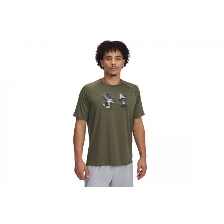 Under Armour Tech Print Fill Ανδρικό Κοντομάνικο T-Shirt Χακί