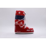 Moon Boot Icon Retrobiker Γυναικείες Μπότες Χιονιού Κόκκινες & Λευκές