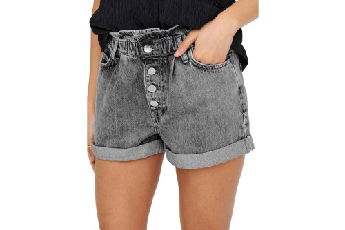 Only Onlcuba Paperbag Dnm Shorts Noos Σορτς Τζιν Γυναικείο (15200196 GREY DENIM)