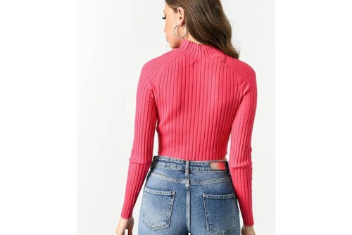 Only Onlella L-S Cropped Pullover Knt Crop Top Μακρυμάνικο (15237835 PINK FLAMBE)