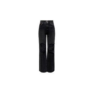 Only Onlcamille Ex Hw Wide Dest Bl Jns Dot Παντελόνι Τζιν Γυναικε (15263461 WASHED BLACK)