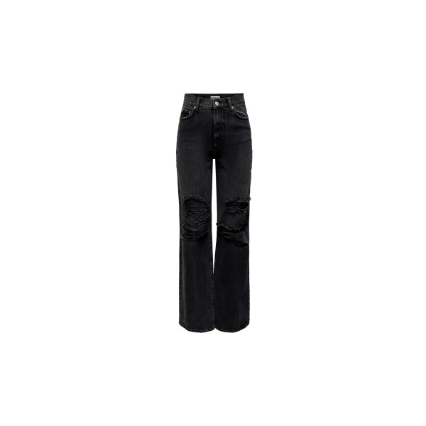 Only Onlcamille Ex Hw Wide Dest Bl Jns Dot Παντελόνι Τζιν Γυναικε (15263461 WASHED BLACK)