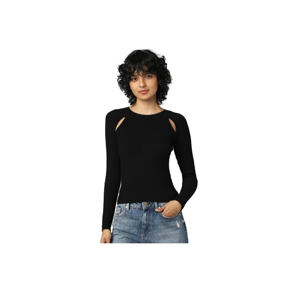 Only Aisley L-S Peek -A-Bo Μπλούζα Πλεκτή Γυναικεία (15268186 BLACK)