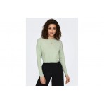 Only Onlibi Ls Crop O-Neck Cc Knt Μπλούζα Πλεκτή Γυναικεία (15279934 MIST GREEN-MELANGE)