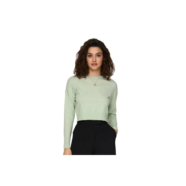 Only Onlibi Ls Crop O-Neck Cc Knt Μπλούζα Πλεκτή Γυναικεία (15279934 MIST GREEN-MELANGE)