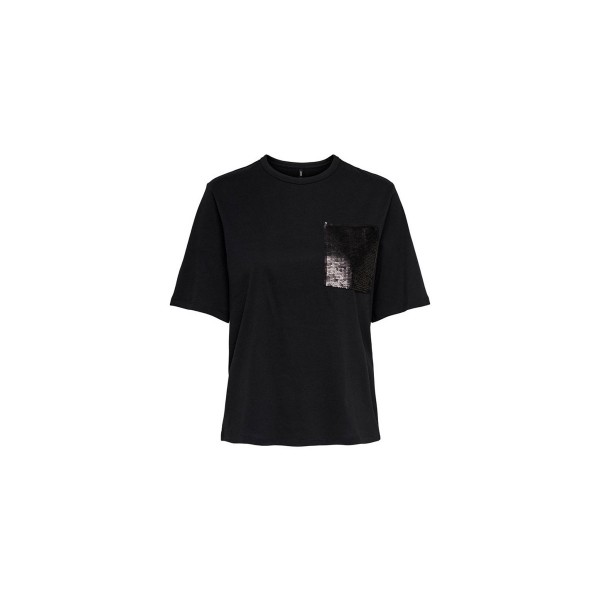 Only Sandra Ss Sequins Pocket Tee Jrs T-Shirt (15280110 BLACK)