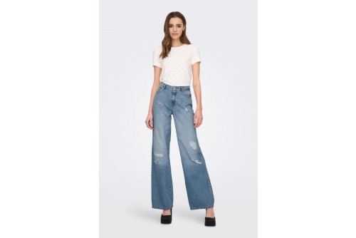 Only Onlchris Reg Low Wide Dest Dnm Παντελόνι Τζιν Γυναικείο (15281469 MEDIUM BLUE DENIM)