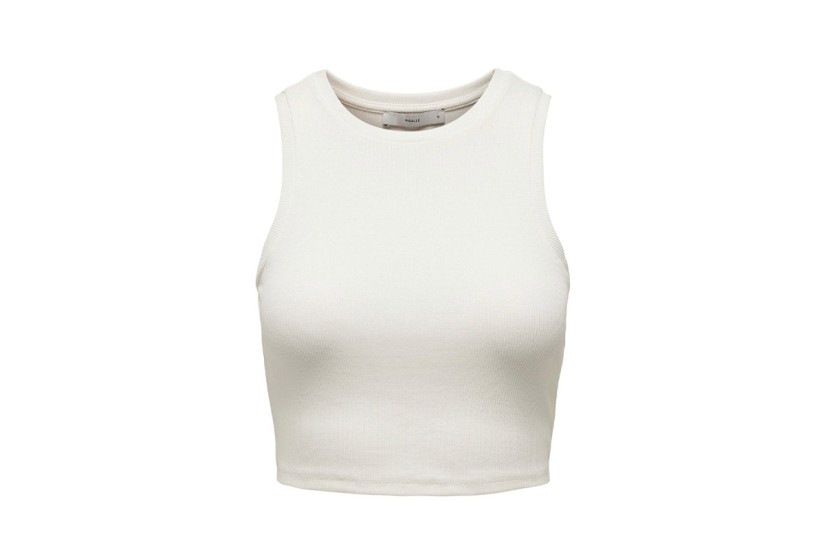 Only Γυναικείο Αμάνικο Crop Top Εκρού