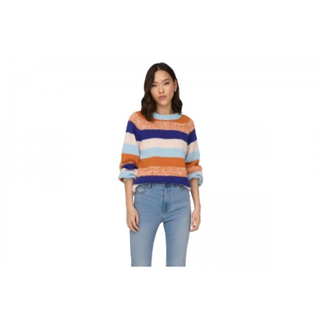 Only Onlelena Life Ls Stripe Oneck Cc Knt Πουλόβερ Γυναικείο 