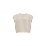 Only Onlvera S-L Voyage O-Neck Ub Swt Crop Top Αμάνικο Γυναικείο (15297354 SANDSHELL)