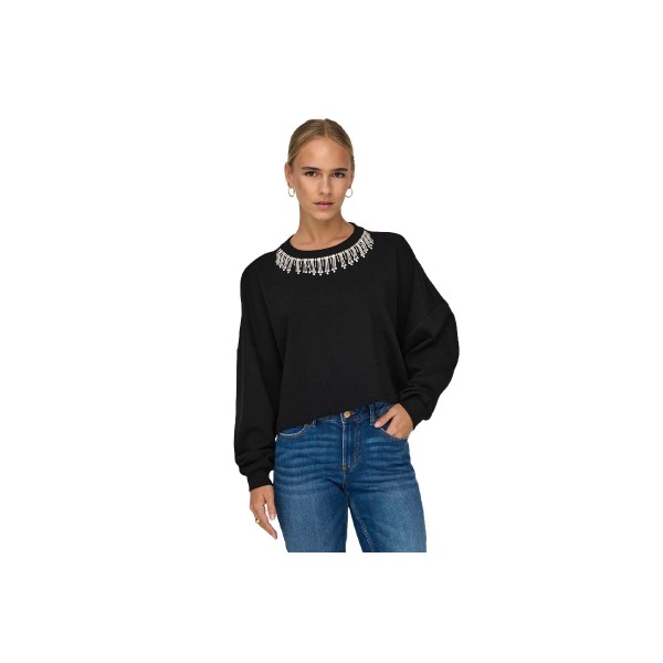 Only Onlrhine L-S Bling O-Neck Swt Crop Top Μακρυμάνικο Γυναικείο (15304120 BLACK)