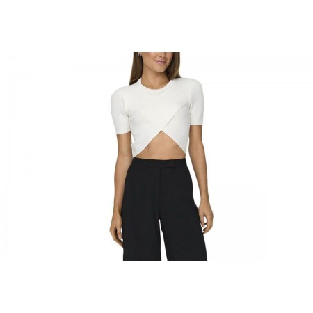 Only Kai Γυναικεία Κοντομάνικη Crop Top Μπλούζα Λευκή