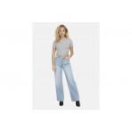 Only Betty Γυναικείο Κοντομάνικο Cropped T-Shirt Γκρι