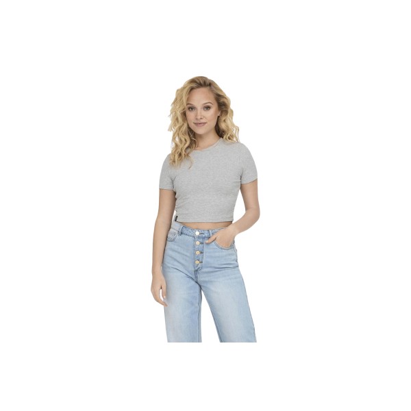 Only Onlbetty S-S O-Neck Crop Top Κοντομάνικο Γυναικείο (15311891 LIGHT GREY MELANGE)