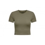 Only Betty Γυναικείο Κοντομάνικο Cropped T-Shirt Χακί