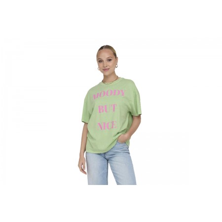 Only Mood Top Box Γυναικείο Κοντομάνικο T-Shirt Λαχανί