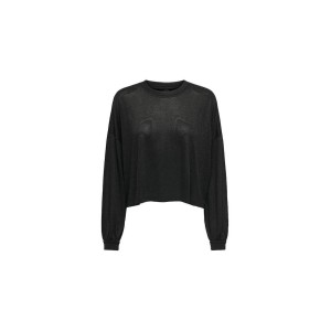 Only Onlamber Ls Loose Glitter Μπλούζα Με Λαιμόκοψη Γυναικεία (15330649 BLACK-BLACK GLIT)