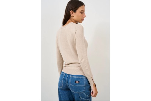Only Onlvenice Life Ls Button Μπλούζα Με Λαιμόκοψη Γυναικεία (15331686 WHITECAP GRAY-MEL)