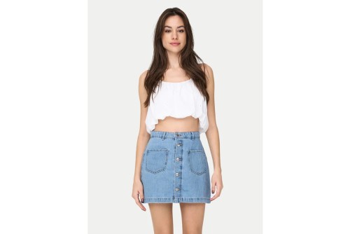 Only Onllou Life Emb Baloon Crop Top Αμάνικο Γυναικείο (15342566 BRIGHT WHITE)
