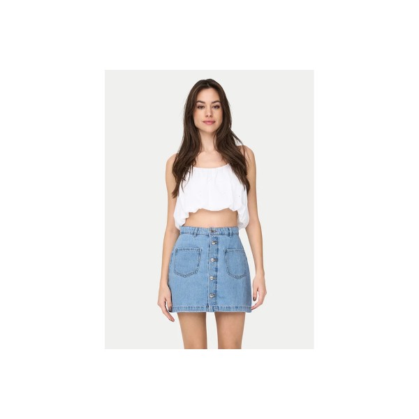 Only Onllou Life Emb Baloon Crop Top Αμάνικο Γυναικείο (15342566 BRIGHT WHITE)