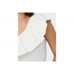 Only One Shoulder Γυναικεία Αμάνικη Μπλούζα Λευκή