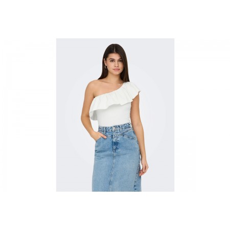 Only One Shoulder Γυναικεία Αμάνικη Μπλούζα Λευκή