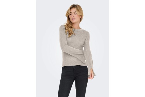 Only Onltara Rib Μπλούζα Με Λαιμόκοψη Γυναικεία (15350696 PUMICE STONE-MELANGE)