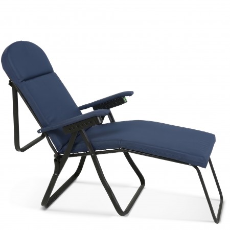 Escape Camping Πολυθρόνα 7 Θέσεων Μαύρου Σκελετού Μπλε Σκούρο Μαξιλάρι 