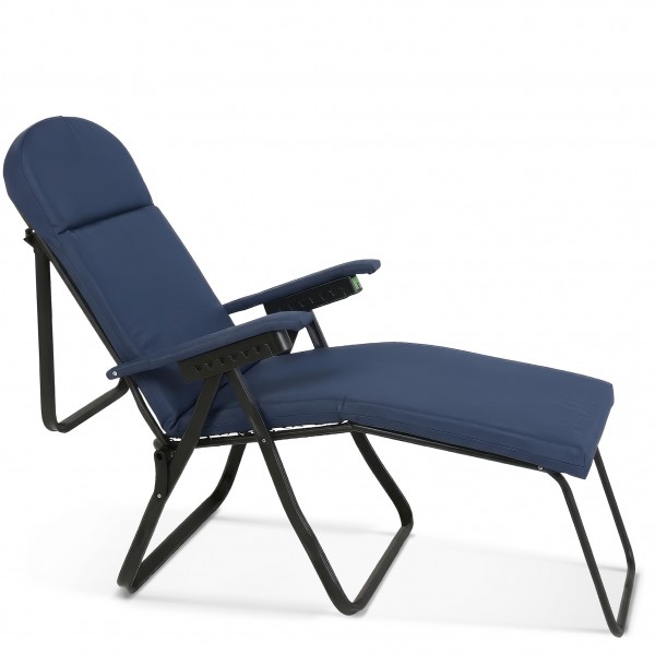 Escape Camping Πολυθρόνα 7 Θέσεων Μαύρου Σκελετού Μπλε Σκούρο Μαξιλάρι (15645)